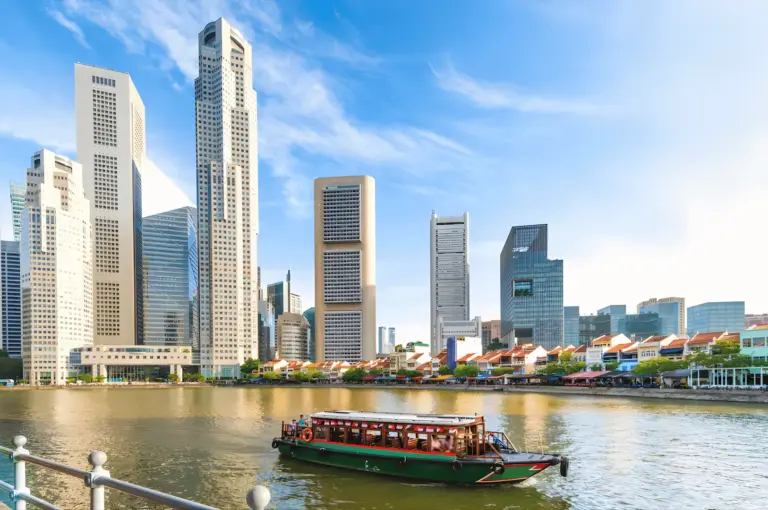 An expansive view of the Woodlands town center and residential blocks, highlighting the bustling urban hub that serves as a gateway to many hidden food gems in the North.